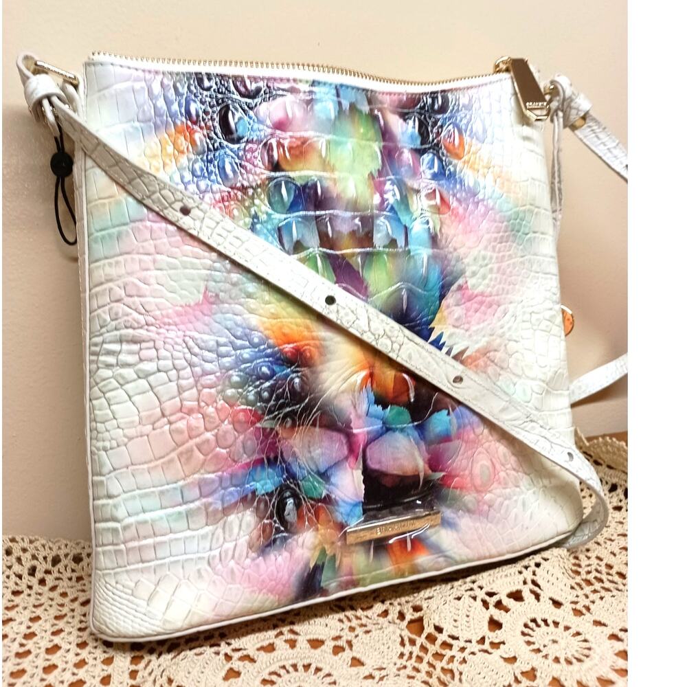 BRAHMIN Katie Crossbody Bag Prism Ombre NWOT Croc Leather